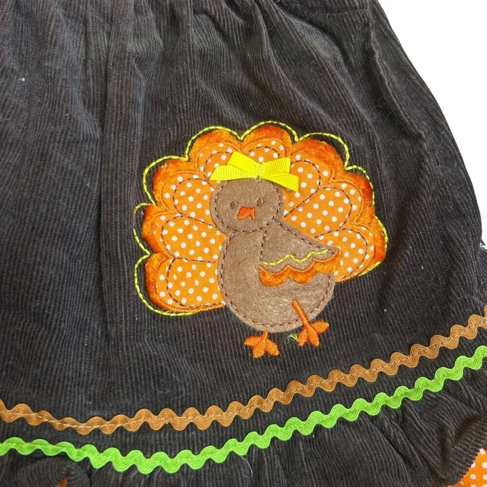 Rare Editions Baby's First Thanksgiving Corduroy  Dress Size 3-6 Months NWOT